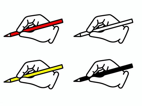 Set of hands holding a pencil White gloves, , JPG, PNG and AI