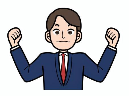 力強くムキムキポーズをとるスーツの男性 男性,目標,目指す,ガッツ,ムキムキ,気合い,ポーズ,新人,スーツ,仕事のイラスト素材