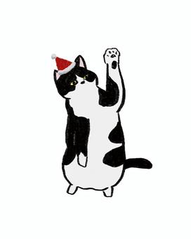 手描き風クリスマス猫