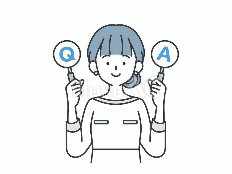 QとAの札を持つ美容部員の女性 人物,女,q&aのイラスト素材