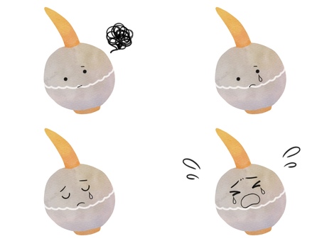 Vegetable character facial expression set Sadness, , JPG and PNG