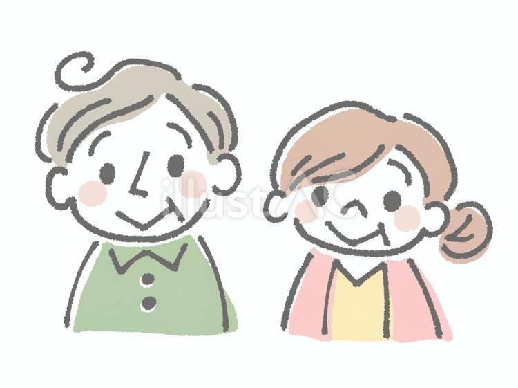 おじいちゃんとおばあちゃん おじいさん,おばあさん,祖父のイラスト素材