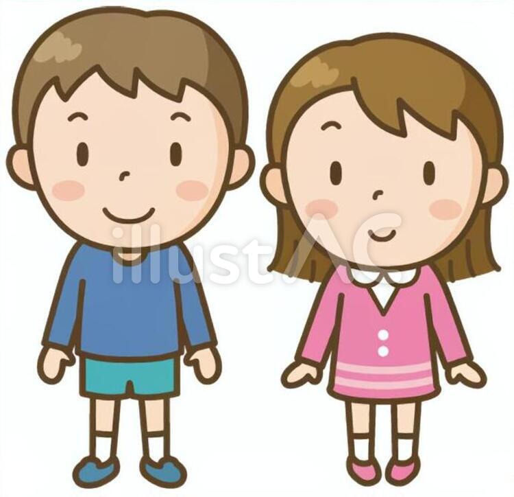 小学生の男の子と女の子 小学生,男の子,女の子のイラスト素材