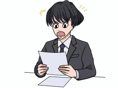 書類を見て驚くスーツ姿の男性 書類,驚く,スーツのイラスト素材