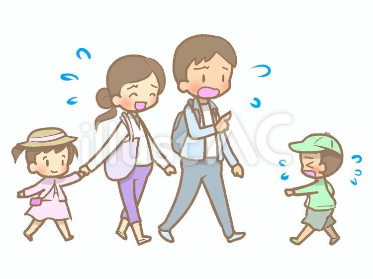 長袖-外出-再会210617 家族,外出,迷子のイラスト素材
