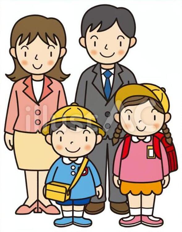 二世帯家族 家族,子,親子のイラスト素材