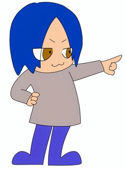 指差しポーズをする子供 指差しポーズ,子供,立ち絵,カラー,かわいい,ミニキャラのイラスト素材