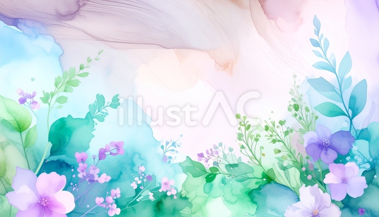 水彩の花と植物のフレーム 水彩,花,植物のイラスト素材