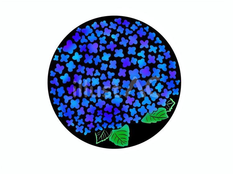 あじさい(青)　切り絵風 あじさい,花,青のイラスト素材