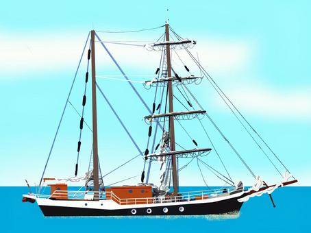 帆船と海 帆船,船,海,青空,マストのイラスト素材