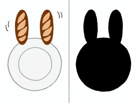 ヘンテコシルエット〜うさぎ？〜 シルエット,シルエットクイズ,パン,保育素材,保育教材,保育園,幼稚園,福祉施設,ほのぼの,ゆるカワのイラスト素材