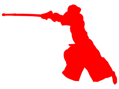 スポーツ　武道　剣道　シルエット　赤 スポーツ,運動,武道,剣道,シルエット,シンプル,素材,人物のイラスト素材