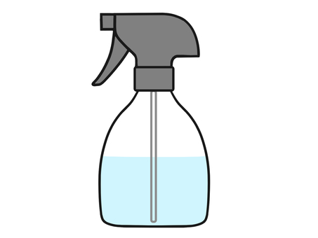 グレーの水入り霧吹きのイラスト 生活,掃除,道具,霧吹き,水,ボトル,スプレーのイラスト素材