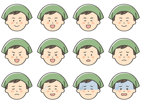 男性店員のいろいろな表情アイコン 店員,パート,バイト,アルバイト,店長,スーパー,スーパーマーケット,コンビニ,コンビニエンスストア,レジのイラスト素材