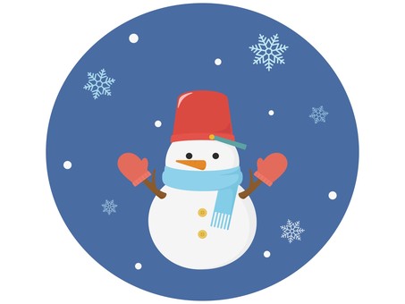 雪だるまと雪の結晶の挿絵 雪だるまと雪の結晶の挿絵 雪だるま,クリスマス,雪の結晶,雪,結晶,背景,背景あり,円,丸,夜空のイラスト素材