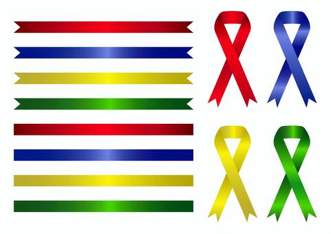 光沢のある４カラーのリボンセット② リボン,帯,飾り枠,装飾,プレゼント,ギフト,アイコン,お祝い,ワンポイント,グラデーションのイラスト素材