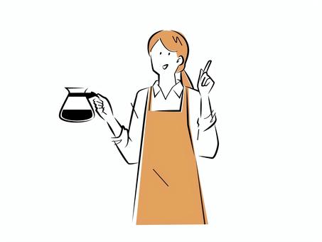 コーヒーサーバーを持つ女性 人物,人,女,コーヒー,カフェ,喫茶店,coffee,cafe,コーヒーサーバー,エプロンのイラスト素材