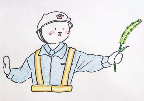 工事現場で誘導するねこ 工事,現場,警備員,誘導,案内,ヘルメット,安全,交通整備,猫じゃらし,ねこのイラスト素材
