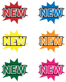 NEWアイコン 6色セット new,新品,新発売,マーク,ラベル,新しい,新商品,販売,販促,アイコンのイラスト素材