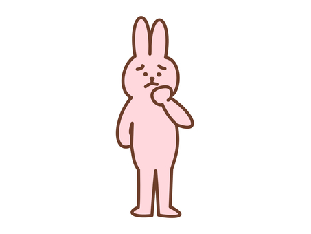 悩むウサギ うさぎ,ウサギ,キャラクター,悩む,悩み,うーん,ウーン,考える,思考,困るのイラスト素材