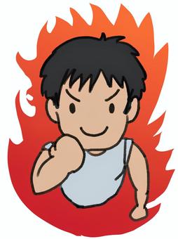 やる気に満ちている男性 やる気,燃えている,闘志,熱い男,炎,男性,夏のイラスト素材