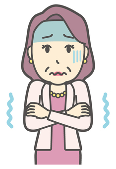  お金持ちマダム-112-バスト おばさん,震える,寒気,中年,女性,富裕層,マダム,裕福,お金持ち,ミセスのイラスト素材