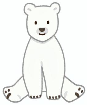 微笑んで座っている可愛い白熊 白熊,座る,全身,動物,動物園,微笑む,シンプル,かわいい,哺乳類,表情のイラスト素材
