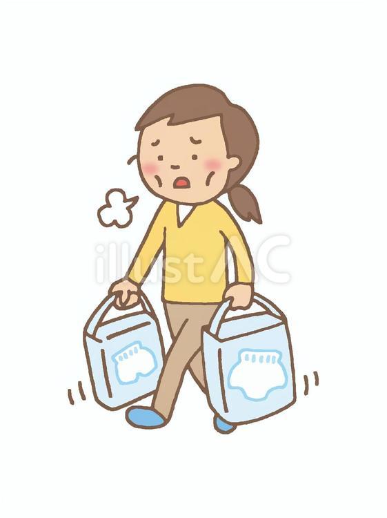 紙パンツの買い出し中の家族 紙パンツ,買い出し,在宅介護のイラスト素材