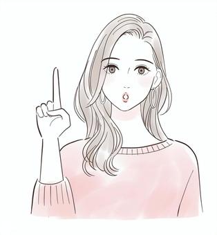真面目な表情で指差しする女性 真面目な表情で指差しする女性 女性,指差し,人差し指,ポイント,教える,説明,こちら,情報,アドバイス,お知らせのイラスト素材