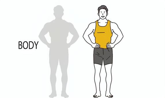 マッチョで筋肉質の男性イラスト素材 男性,マッチョ,人物,筋肉,運動,細マッチョ,スポーツ,トレーニング,アスリート,男のイラスト素材