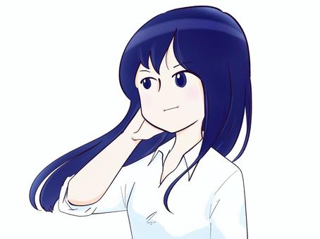 クールな女性 人物,女性,女子,女の子,ロングヘア,クール,微笑み,冷静,落ち着き,大人のイラスト素材