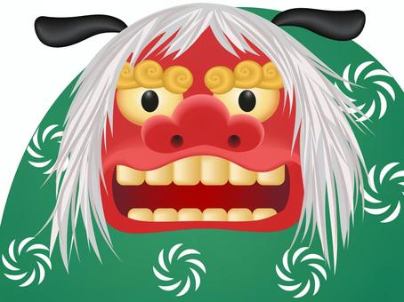 獅子舞　正面 獅子舞,正面,顔,伝統芸能,正月,祭り,縁起,イベント,ご利益,厄払いのイラスト素材