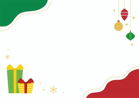 クリスマスプレゼントとオーナメント クリスマス,クリスマスプレゼント,プレゼント,背景,フレーム,クリスマスオーナメント,オーナメント,冬,12月,枠のイラスト素材