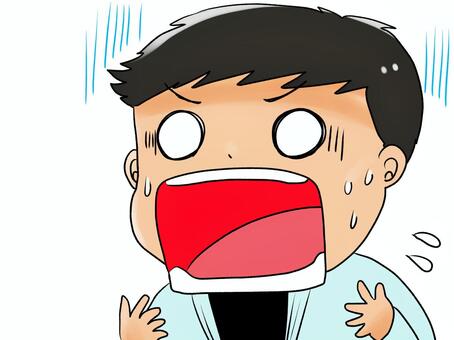 あんぐり口を開く男性（または顎が外れる） 男性,愕然,驚く,呆然,顎関節脱臼,慌てる,焦るのイラスト素材