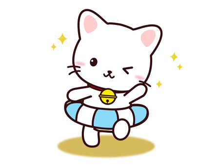 ねこさん(浮き輪), ねこさん(浮き輪), cat, ngambang, kewan,