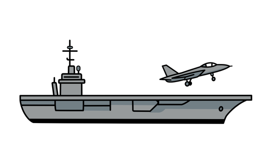 空母と戦闘機 背景なし 空母,戦闘機,海軍,基地,出撃,離陸のイラスト素材