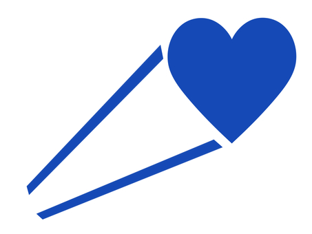 Illustration of a flying heart mark (blue), , JPG and PNG