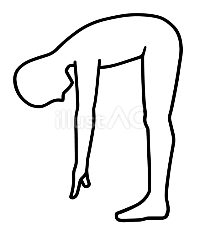 立位前屈、体が硬い人 前屈,立位,柔軟のイラスト素材