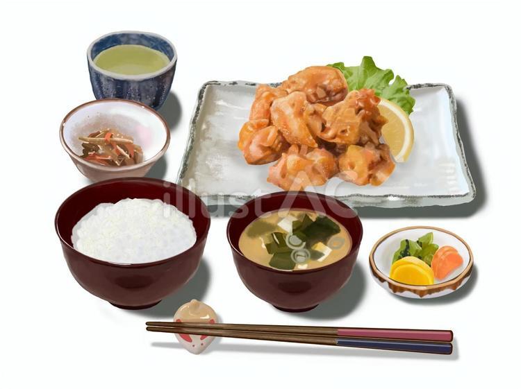 唐揚げ定食Ⅱ 唐揚げ,チキン,鶏のイラスト素材
