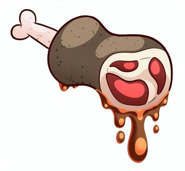 肉汁滴る骨付き肉 肉,骨,赤身,肉汁,体液,液体,油,脂,滴る,タレのイラスト素材