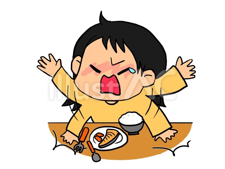 イヤイヤ期　ごはん食べるの嫌！ 子供,イヤイヤ,イヤイヤ期のイラスト素材