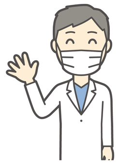  男性医師白衣-113-バスト マスク,医者,医師,男性,白衣,スクラブ,病院,医療,ドクターコート,先生のイラスト素材