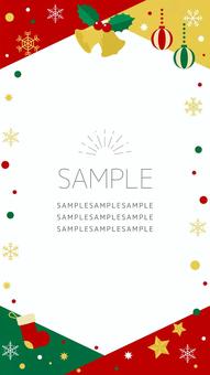 ポップなクリスマス フレーム 9:16 クリスマス,ポップ,フレーム,縦,縦長,9:16,冬,雪,背景,枠のイラスト素材