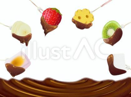 チョコフォンデュ 取り取り素材背景