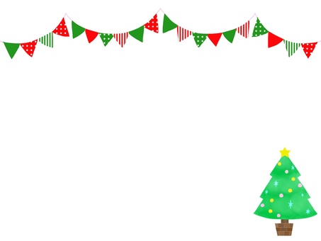 クリスマスのガーランドとクリスマスツリー クリスマスのガーランドとクリスマスツリー フレーム,枠,クリスマス,ガーランド,クリスマスツリー,赤,緑,囲み枠,飾り枠,見出しのイラスト素材
