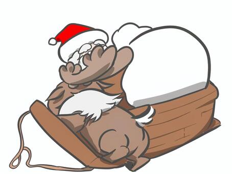 クリスマス、出発前の準備中 クリスマス,サンタクロース,トナカイ,プレゼント,ソリ,準備中,支度,シンプル,キャラクター,ワンポイントのイラスト素材