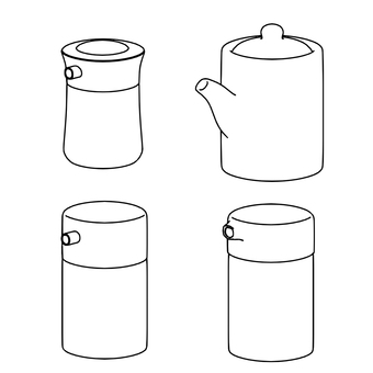 醬油差しの線画 醤油差し,調味料,容器,線画,モノクロ,立体,陶器,プッシュ,醤油のイラスト素材