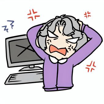 パソコンがエラーでキレるおばあさん パソコンがエラーでキレるおばあさん おばあさん,パソコン,エラー,キレる,デジタル,苦手,怒る,イライラ,わからない,むかむかのイラスト素材