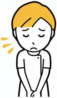  理学療法士女(黄)-049-バスト おじぎ,理学療法士,整体師,白衣,医療,病院,柔道整復師,カイロプラクティック,鍼灸師,マッサージ師のイラスト素材