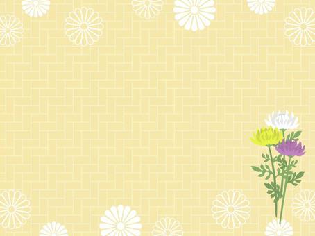 菊　フレーム背景7 菊,花,秋,植物,仏花,和,和風,飾り枠,枠,フレームのイラスト素材